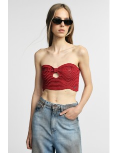 Top bandeau tricoté à motif ajouré Please