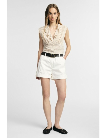Short regular fit avec ceinture et revers Please