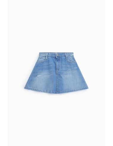 Jupe courte en denim effet usé à cinq poches Please