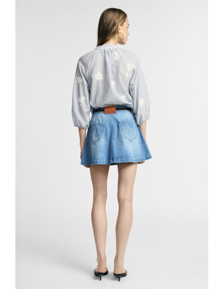 Korte denimrok met vijf zakken en vintage-effect Please
