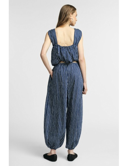 Pantalon Ampi rayé avec cordon de serrage à la taille Please
