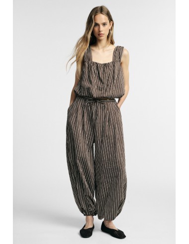 Wijde gestreepte broek met trekkoord in de taille Please