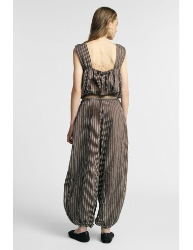 Wijde gestreepte broek met trekkoord in de taille Please