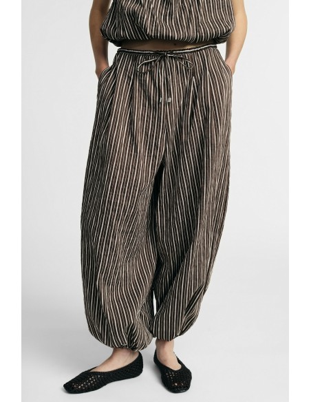 Pantalon Ampi rayé avec cordon de serrage à la taille Please