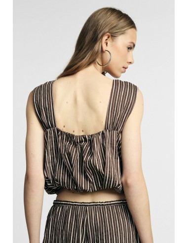 Gestreepte cropped top met brede schouderbandjes alstublieft
