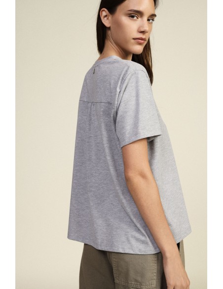 T-shirt à manches courtes avec poche poitrine et paillettes Dixie