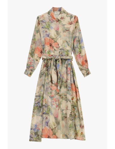 Robe longue à imprimé floral avec ceinture en tissu Dixie