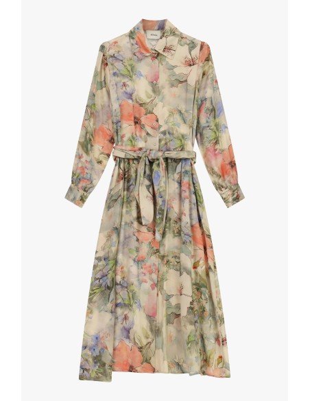 Robe longue à imprimé floral avec ceinture en tissu Dixie