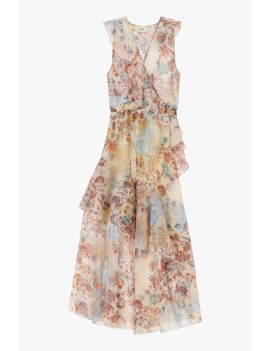 Lange jurk met bloemenprint en asymmetrische ruches Dixie