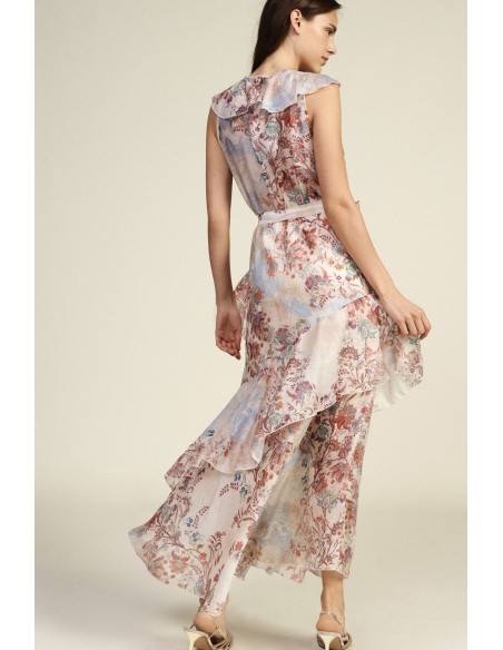 Robe longue à imprimé floral et volants asymétriques Dixie
