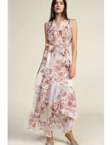 Robe longue à imprimé floral et volants asymétriques Dixie