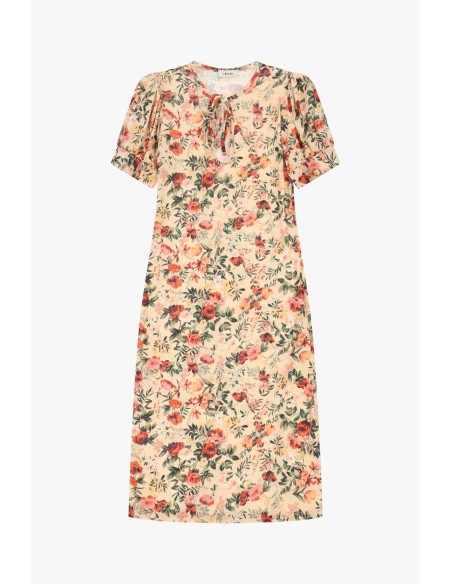 Dixie midi-jurk met bloemenprint en korte mouwen