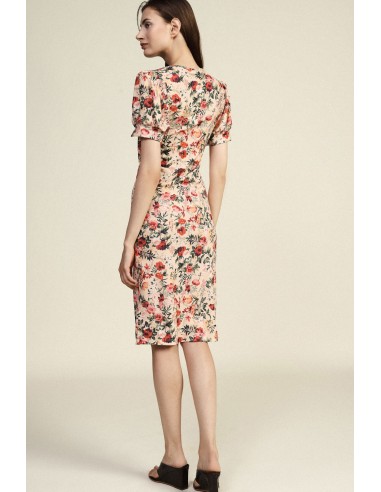 Dixie midi-jurk met bloemenprint en korte mouwen