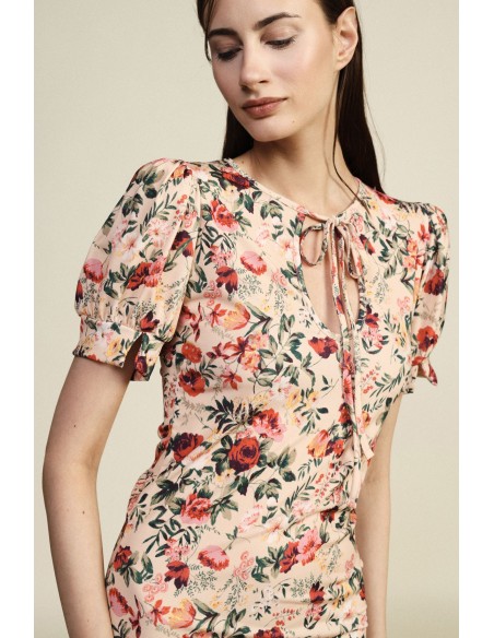 Robe midi à imprimé floral à manches courtes Dixie