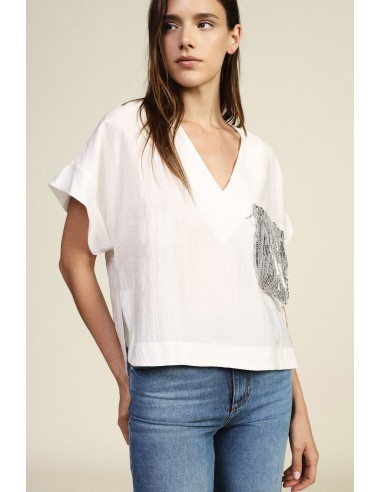 Korte blouse met versierde borstzak aan de voorkant Dixie