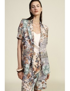 Veste-chemise fantaisie patchwork à manches courtes Dixie