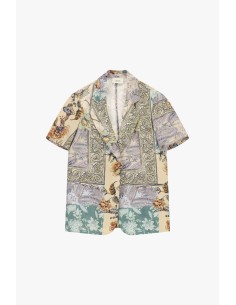 Veste-chemise fantaisie patchwork à manches courtes Dixie 2