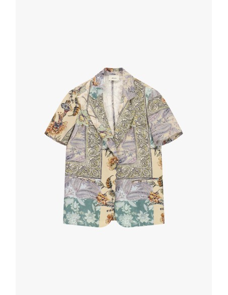 Veste-chemise fantaisie patchwork à manches courtes Dixie