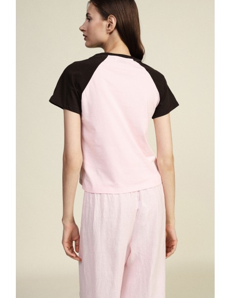 Dixie T-shirt met raglanmouwen en opdruk aan de voorkant