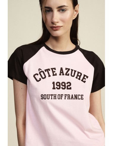 Dixie T-shirt met raglanmouwen en opdruk aan de voorkant