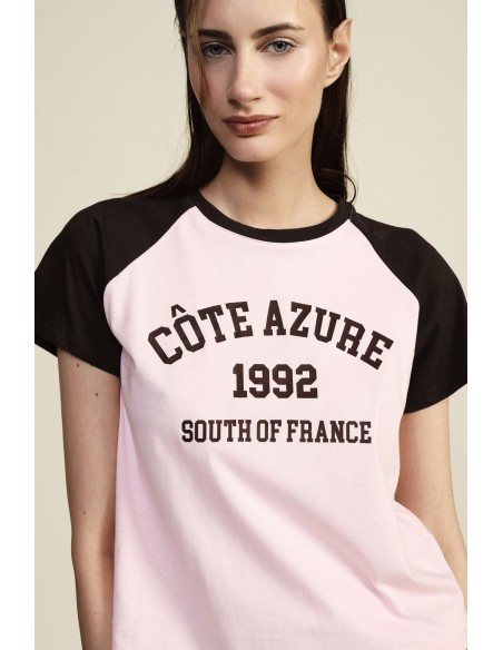 T-shirt à manches raglan et imprimé frontal Dixie