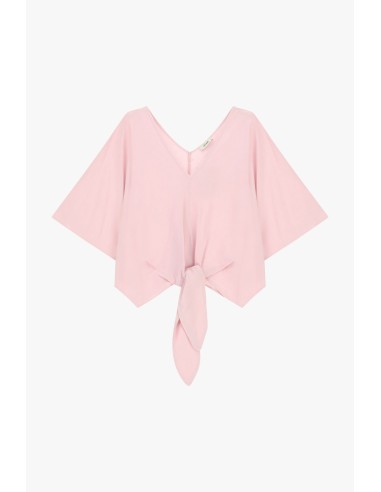 Korte blouse met knoop aan de voorkant en wijde mouwen Dixie