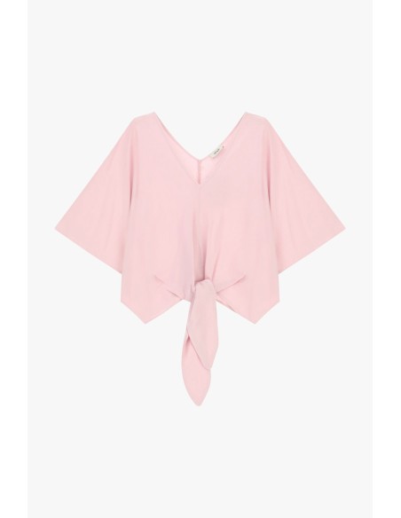 Blouse courte avec nœud sur le devant et manches amples Dixie