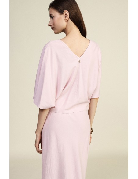 Blouse courte avec nœud sur le devant et manches amples Dixie