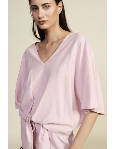 Blouse courte avec nœud sur le devant et manches amples Dixie
