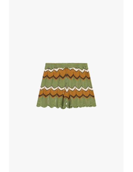 Short jacquard à rayures zigzag et bord festonné Dixie