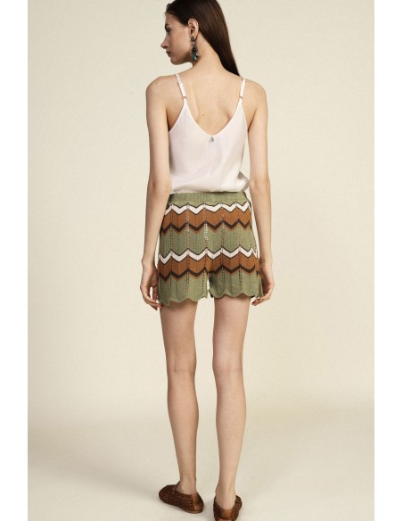 Dixie-jacquardshorts met zigzagstrepen en geschulpte rand