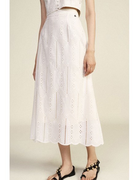 Jupe midi évasée avec broderie ajourée Dixie