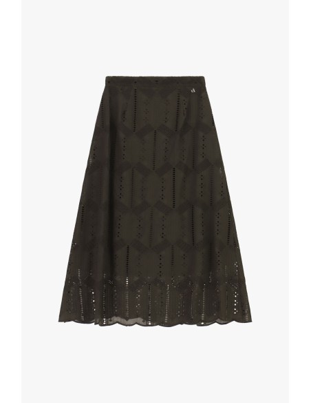 Jupe midi évasée avec broderie ajourée Dixie