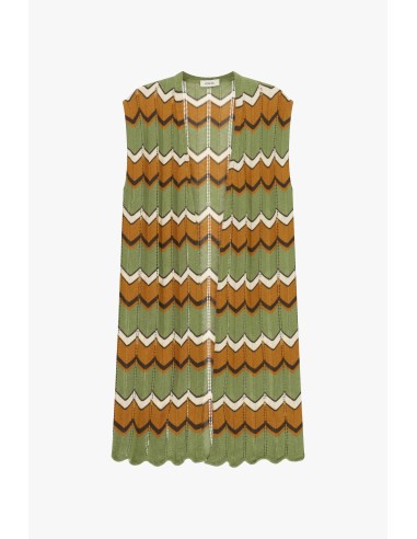 Gilet sans manches à motif zigzag et bord ondulé Dixie