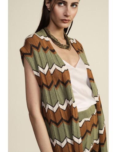 Gilet sans manches à motif zigzag et bord ondulé Dixie