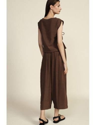 Pantalon palazzo court à taille élastiquée Dixie