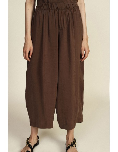 Pantalon palazzo court à taille élastiquée Dixie