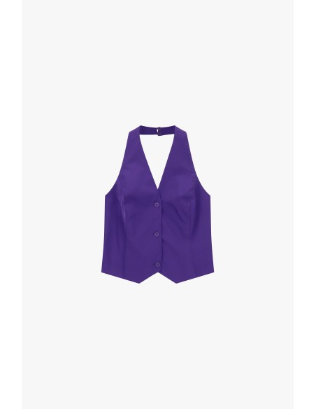 Dixie-gilet met diepe hals en knoopsluiting