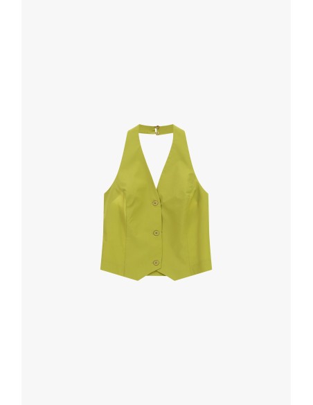 Dixie-gilet met diepe hals en knoopsluiting
