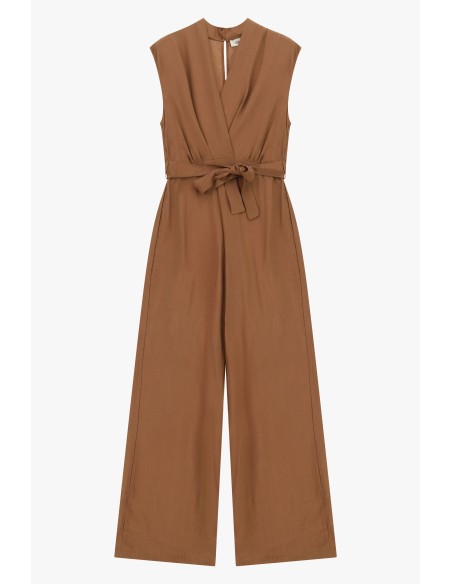 Combinaison sans manches avec ceinture et col portefeuille Dixie
