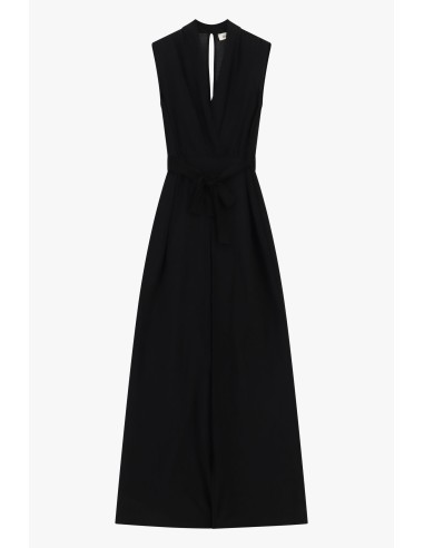 Mouwloze jumpsuit met riem en overslaghals Dixie