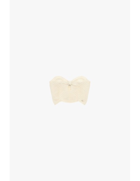 Top bandeau tricoté à motif ajouré Please