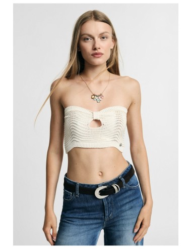 Top bandeau tricoté à motif ajouré Please