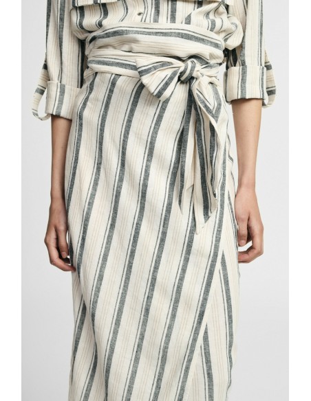 Jupe midi rayée avec ceinture nouée Please
