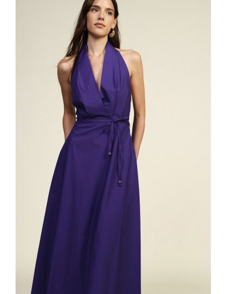 Robe longue à encolure américaine et ceinture Dixie