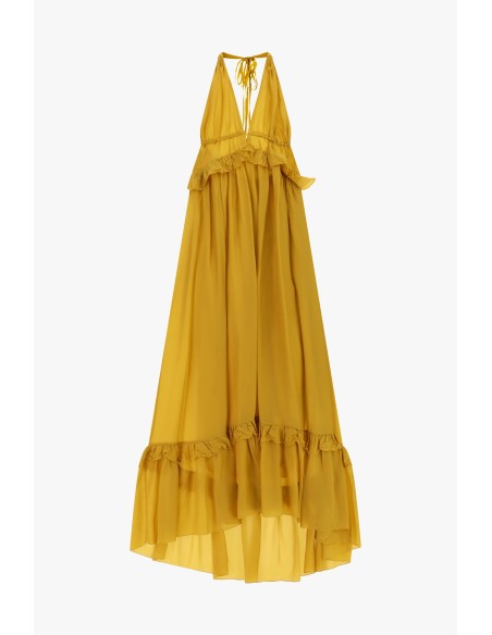 Robe longue à décolleté plongeant avec volants Dixie