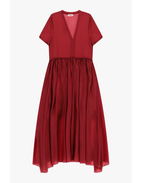 Robe longue à col V avec jupe évasée Dixie