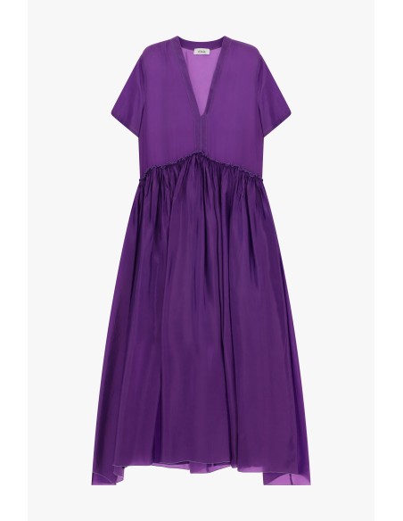 Robe longue à col V avec jupe évasée Dixie