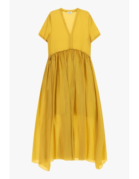 Robe longue à col V avec jupe évasée Dixie