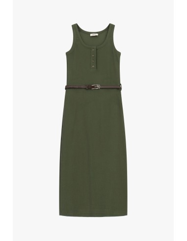 Robe midi sans manches avec boutons et ceinture Dixie